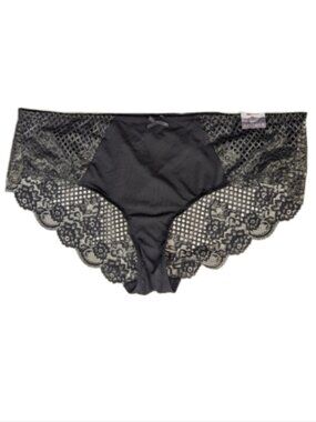 Cacique Cheeky Panty 18/20 NEW Women Plus Size Underwear black lace strappy